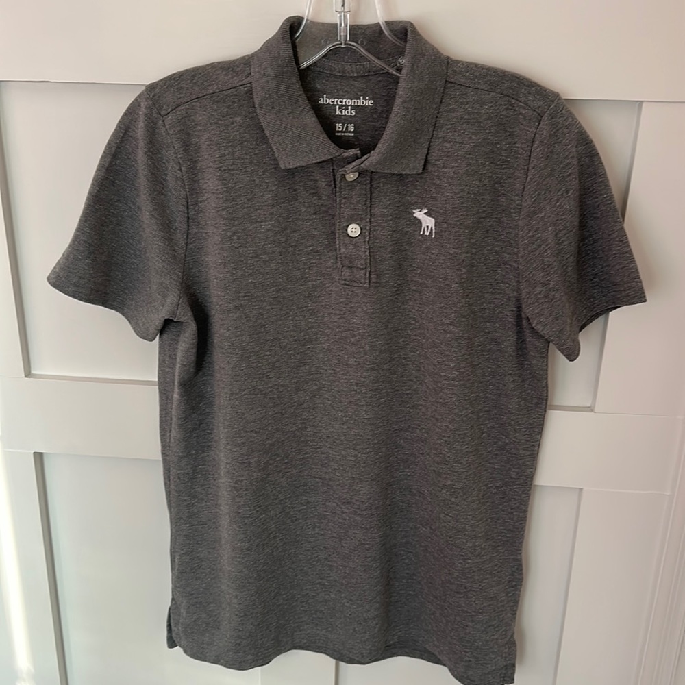 Abercrombie Kids Size 15/16 Grey Pique Polo Shirt